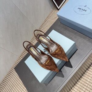 Prada Chocolate Brown Suede Heels